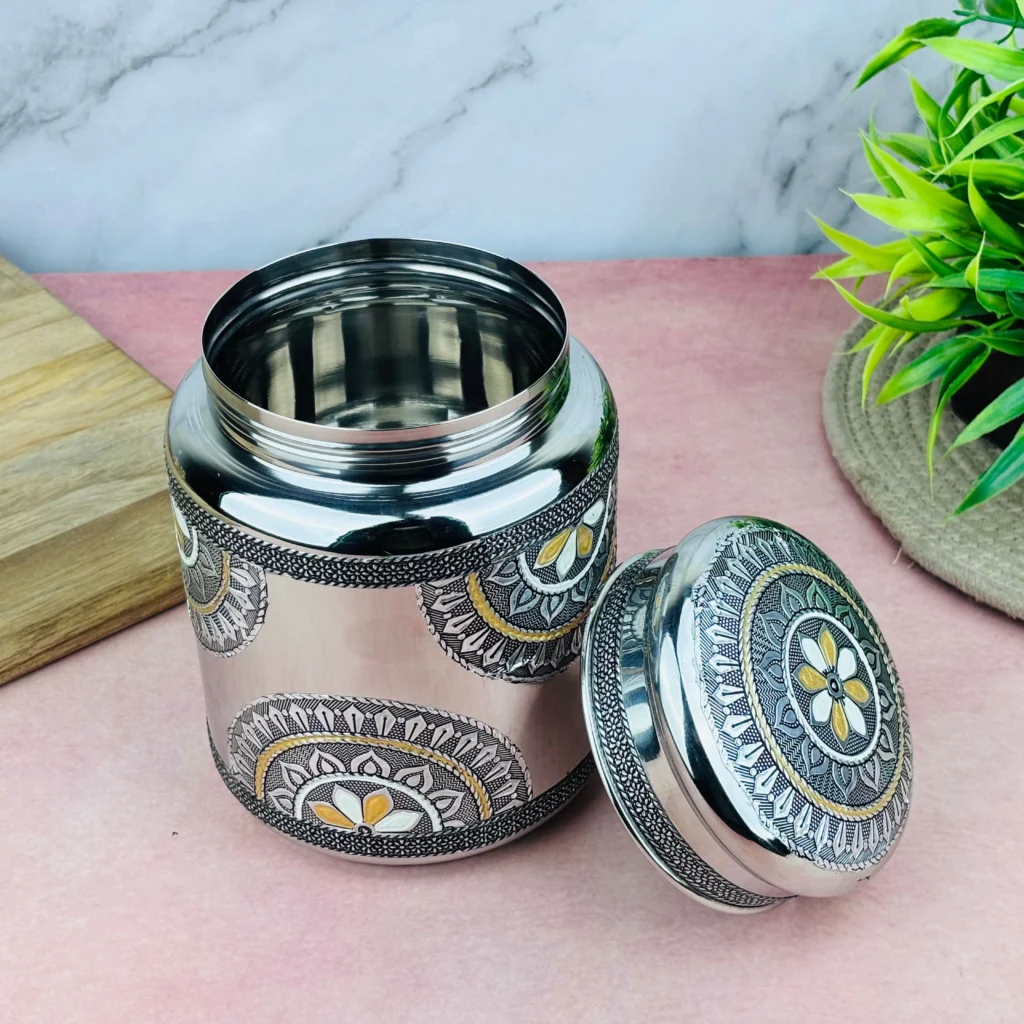 Steel Storage Jar 1500ml | Large Stainless Steel Kitchen Storage Container