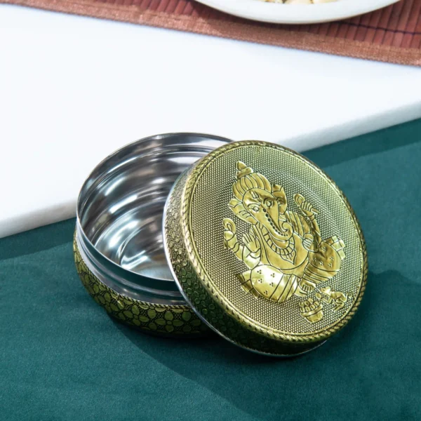 Ganesha Oxidized Meenakari Steel Box