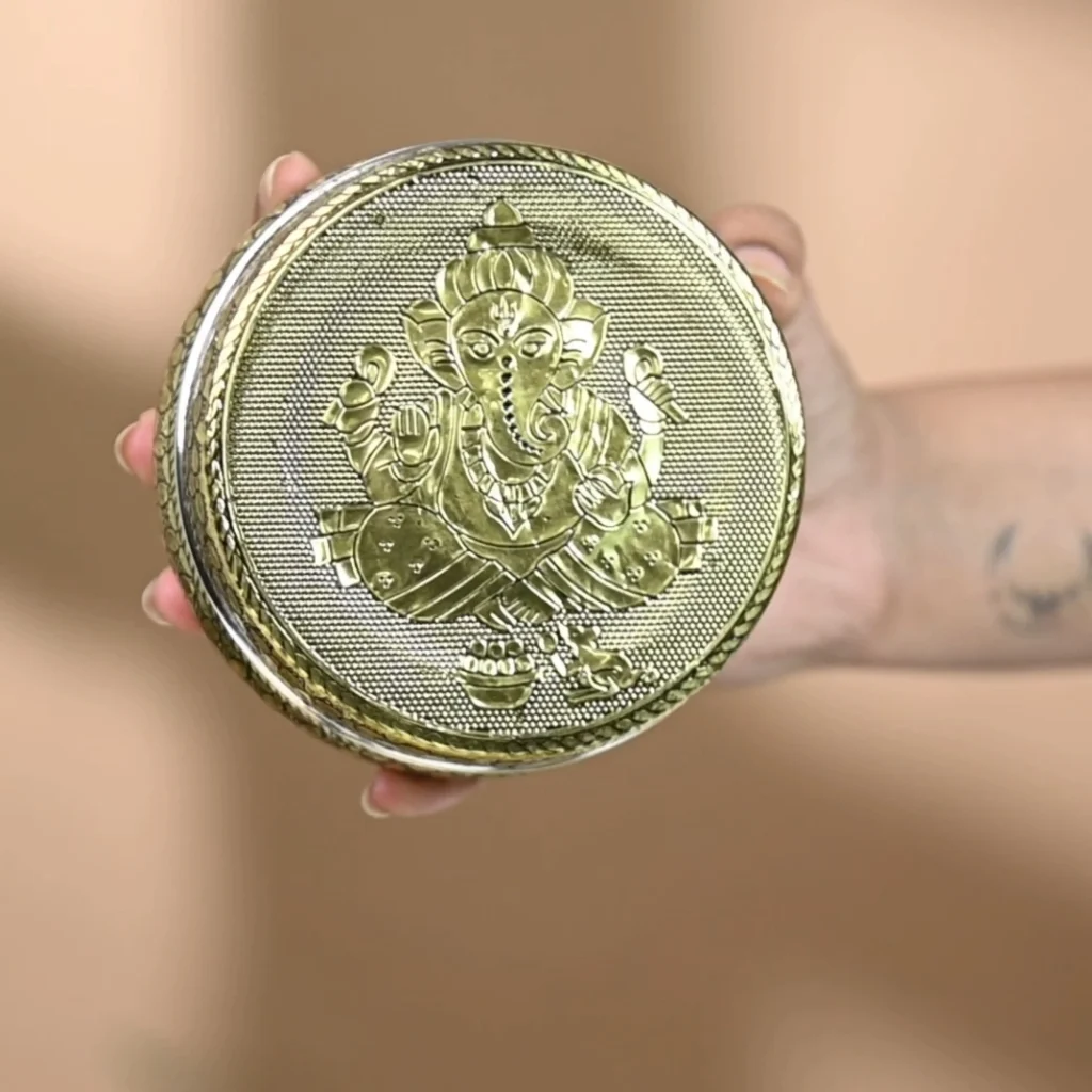 Decorative Ganesha meenakari steel box embossed oxidized steel box for return gifts