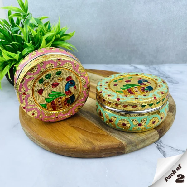 Peacock Meenakari Steel Box (Multicolor)