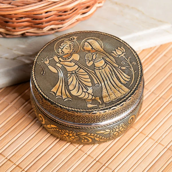 Radha Krishna Oxidized Meenakari Steel Box