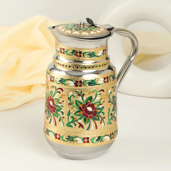 1.5 L Steel Water Jug | Floral Stainless Steel Jug for Kitchen & Dining
