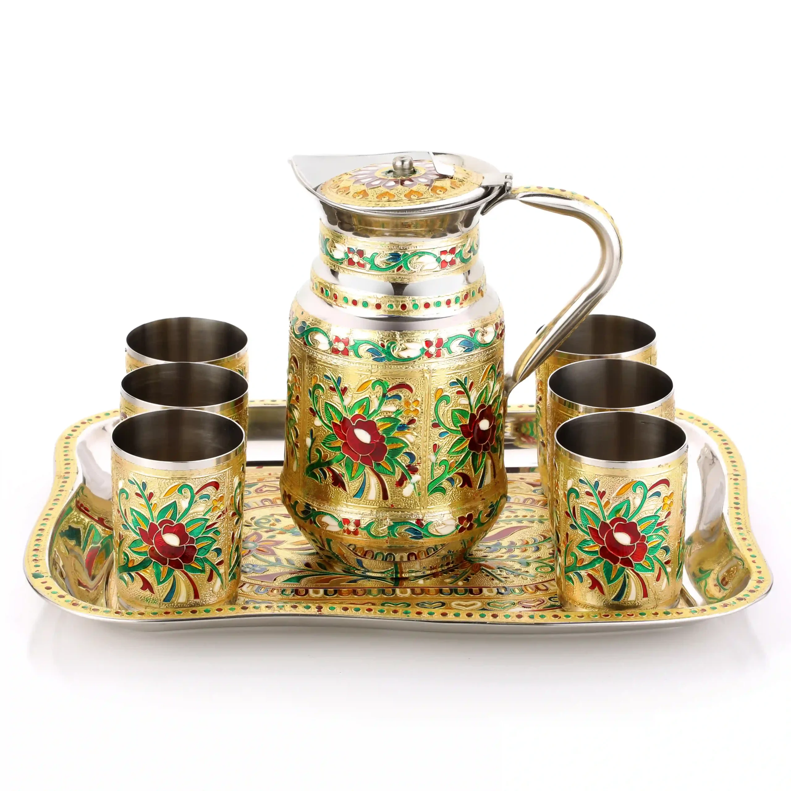 steel flower jug tray set (3) N874