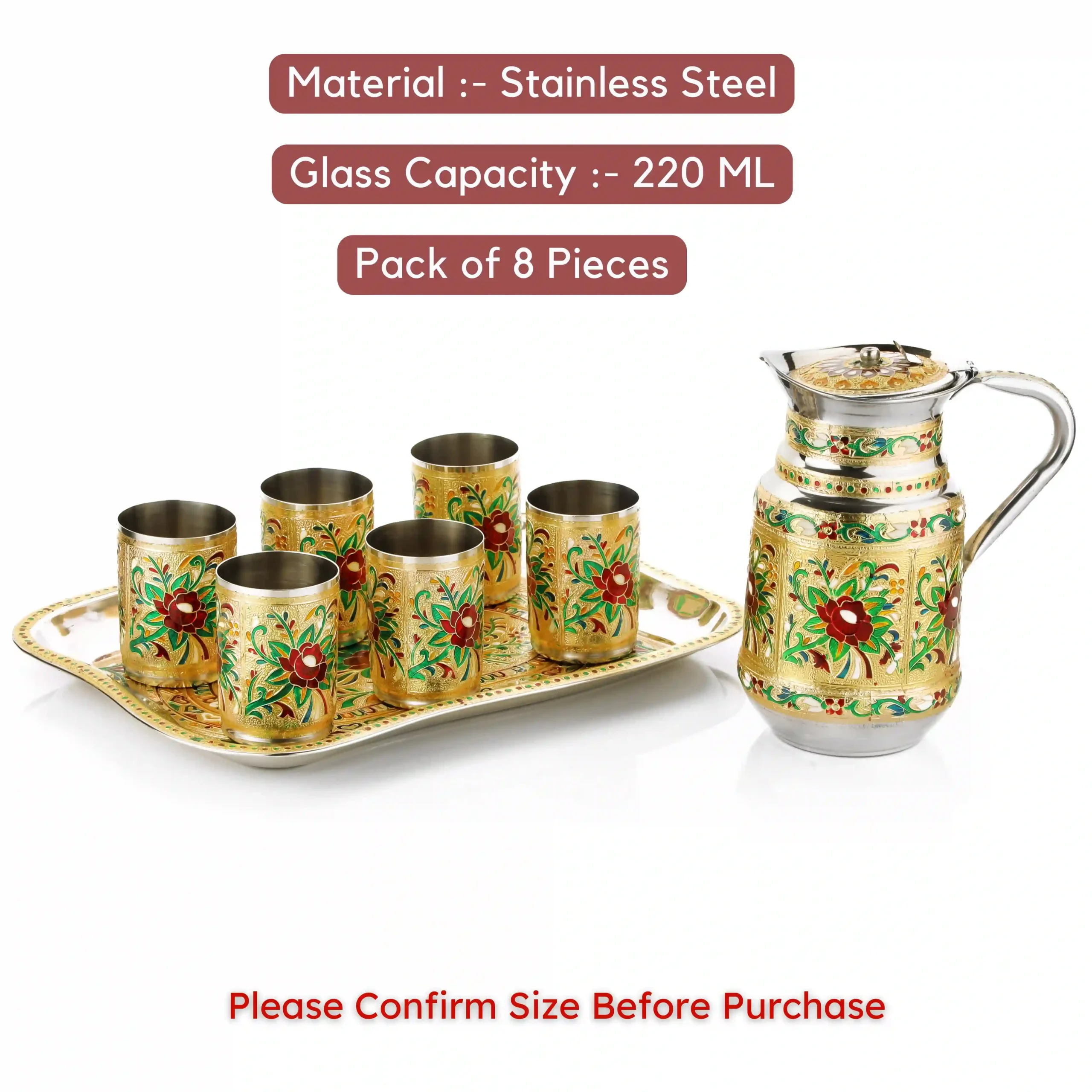steel flower jug tray set (4) N874