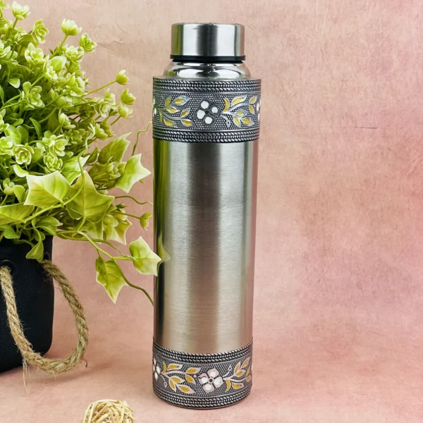 Meenakari Steel Water Bottle decorative design