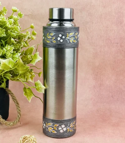Meenakari Steel Water Bottle decorative design