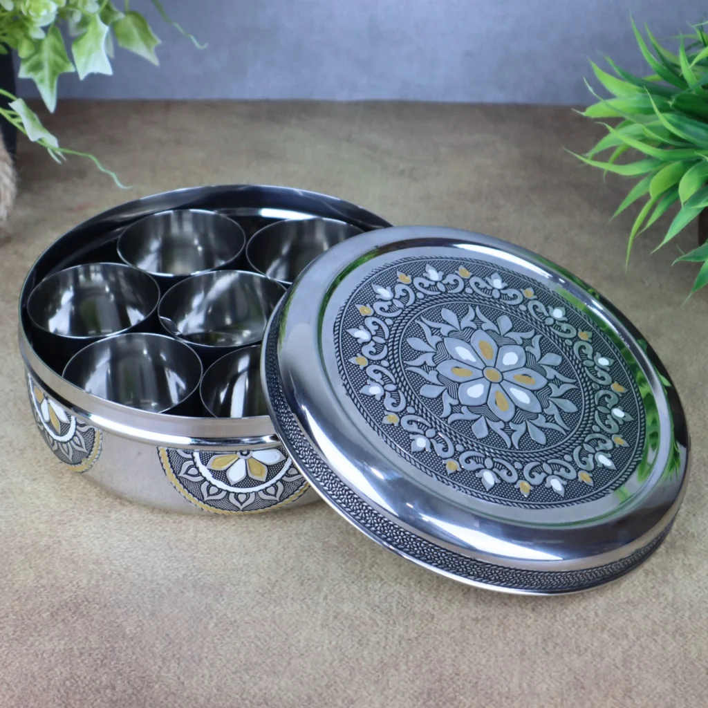 Silver Oxidized Masala Box