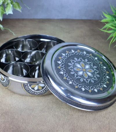 Silver Oxidized Masala Box