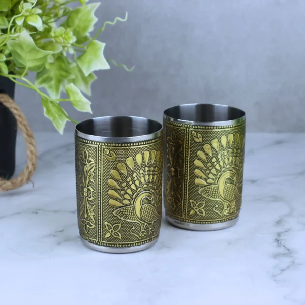 Golden Peacock Steel Glasses oxidized finish