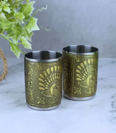 Golden Peacock Steel Glasses oxidized finish