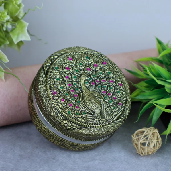 Peacock Meenakari kitchen dabba container