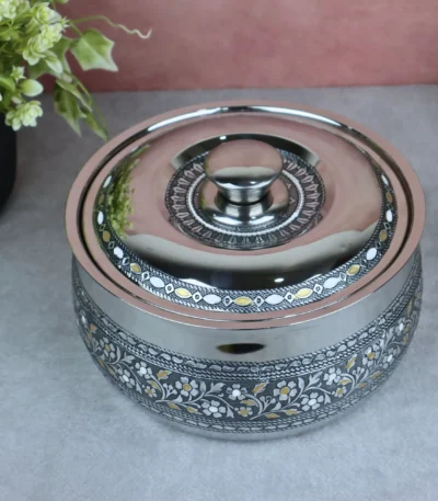 Oxidized Meenakari Hot Pot chapati box