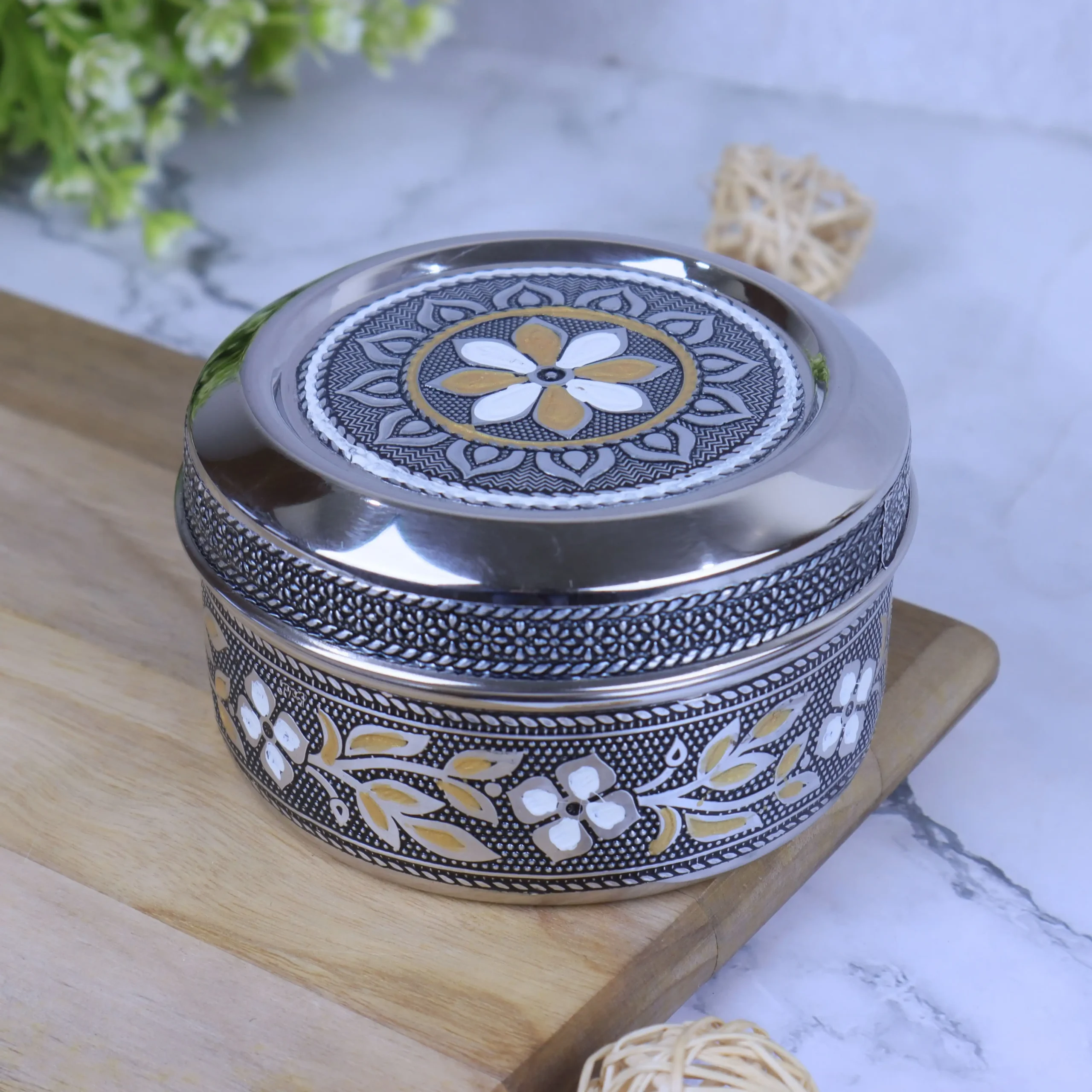 4x4 N297 King Containers (Pack of 1) - 1 Meenakari decorative snack storage container