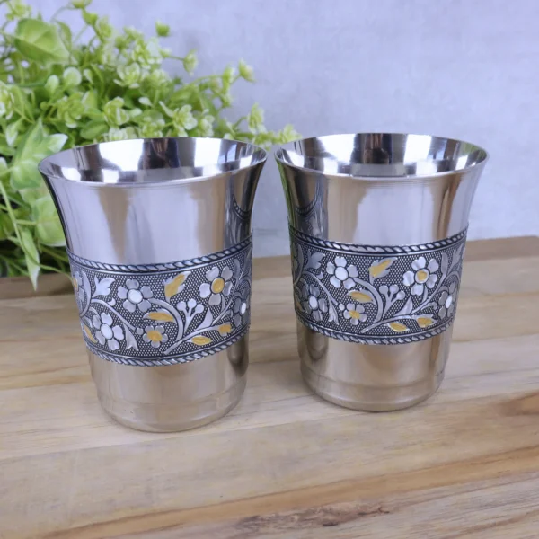 Oxidized Meenakari drinking glasses set of 2