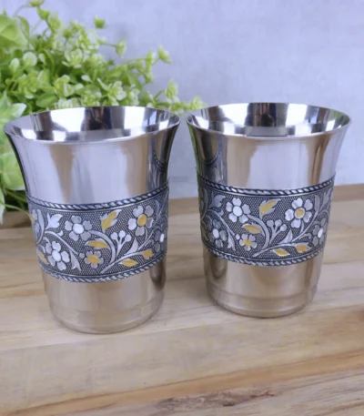 Oxidized Meenakari drinking glasses set of 2