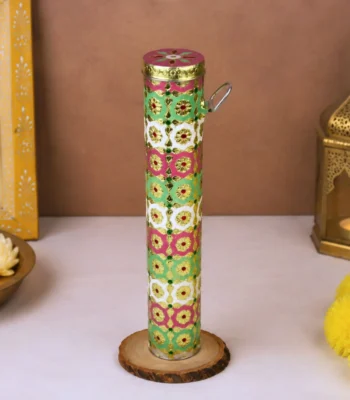 Meenakari agarbatti storage box stainless steel