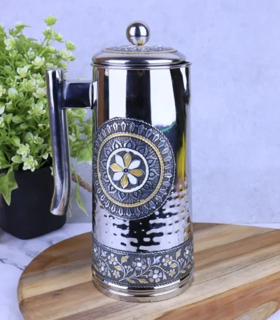 Meenakari water serving jug stainless steel