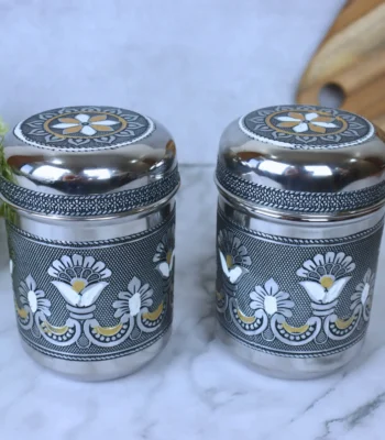 Stainless steel round oxidized kitchen containers