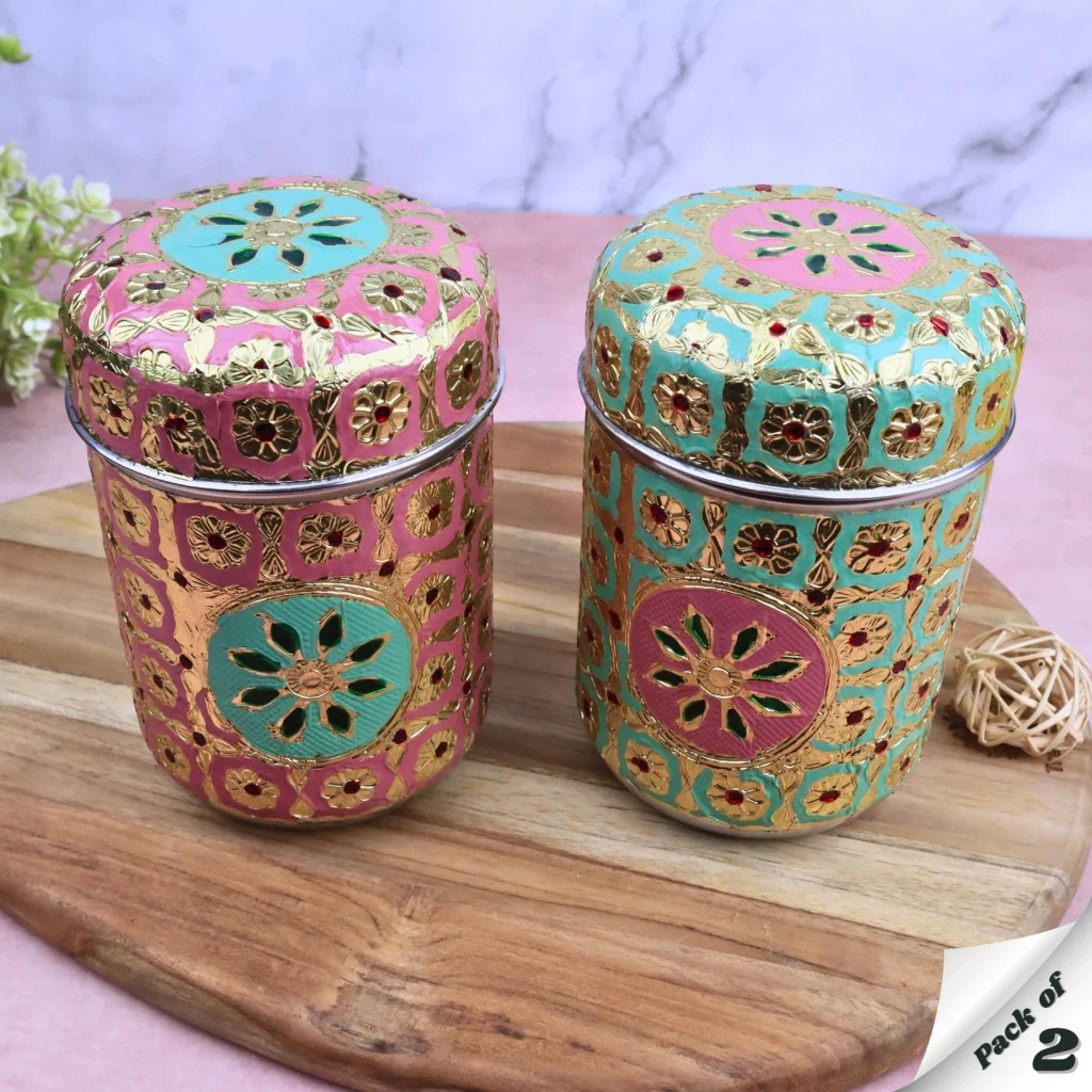 Meenakari Tea Sugar Containers stainless steel jars