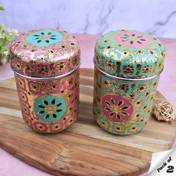 Meenakari Tea Sugar Containers stainless steel jars